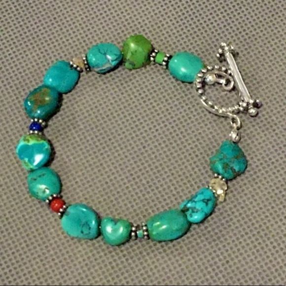 ARTISAN Turquoise Semiprecious Sterling Silver Toggle Bracelet - Picture 5 of 5